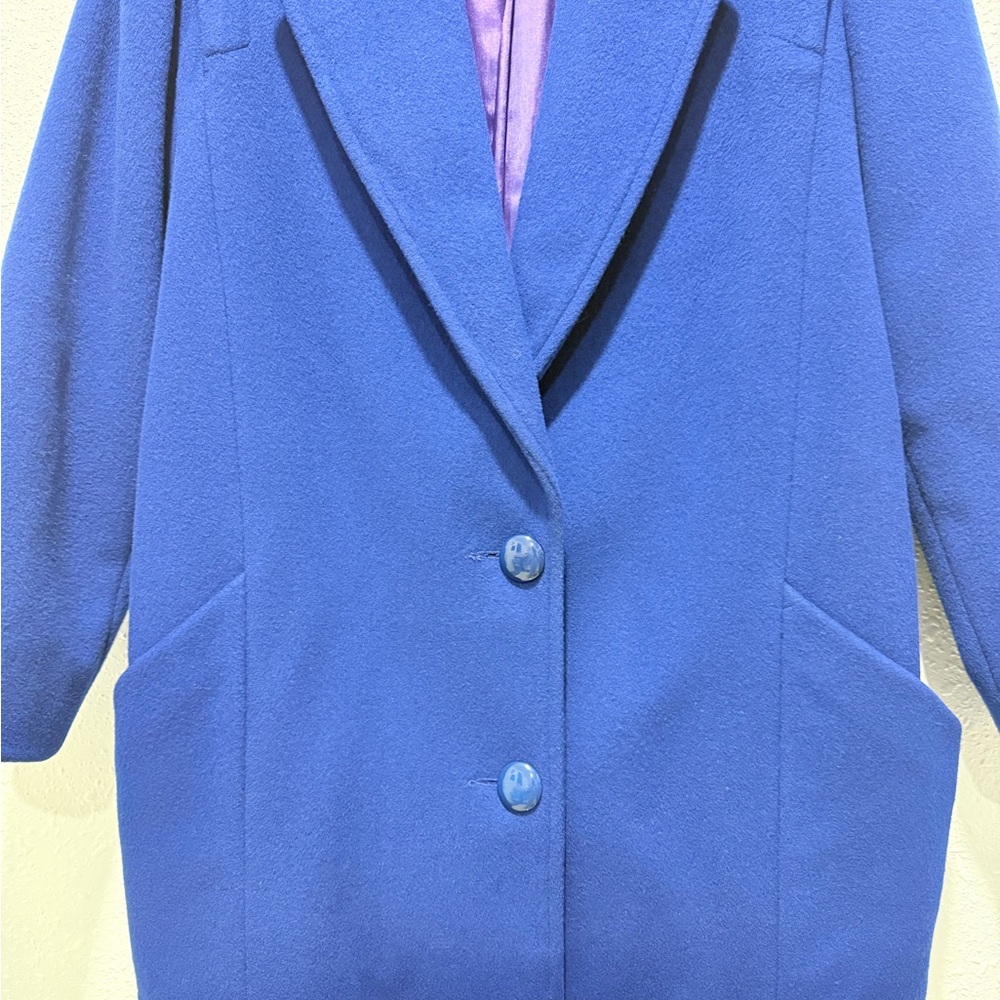 Vintage Braefair Women's Royal Blue single breast coat M - Picture 12 of 13
